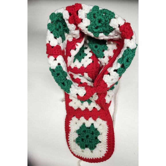 Oversized Granny Square Christmas Stocking Cinch Sack Handmade Large - Picture 1 of 11